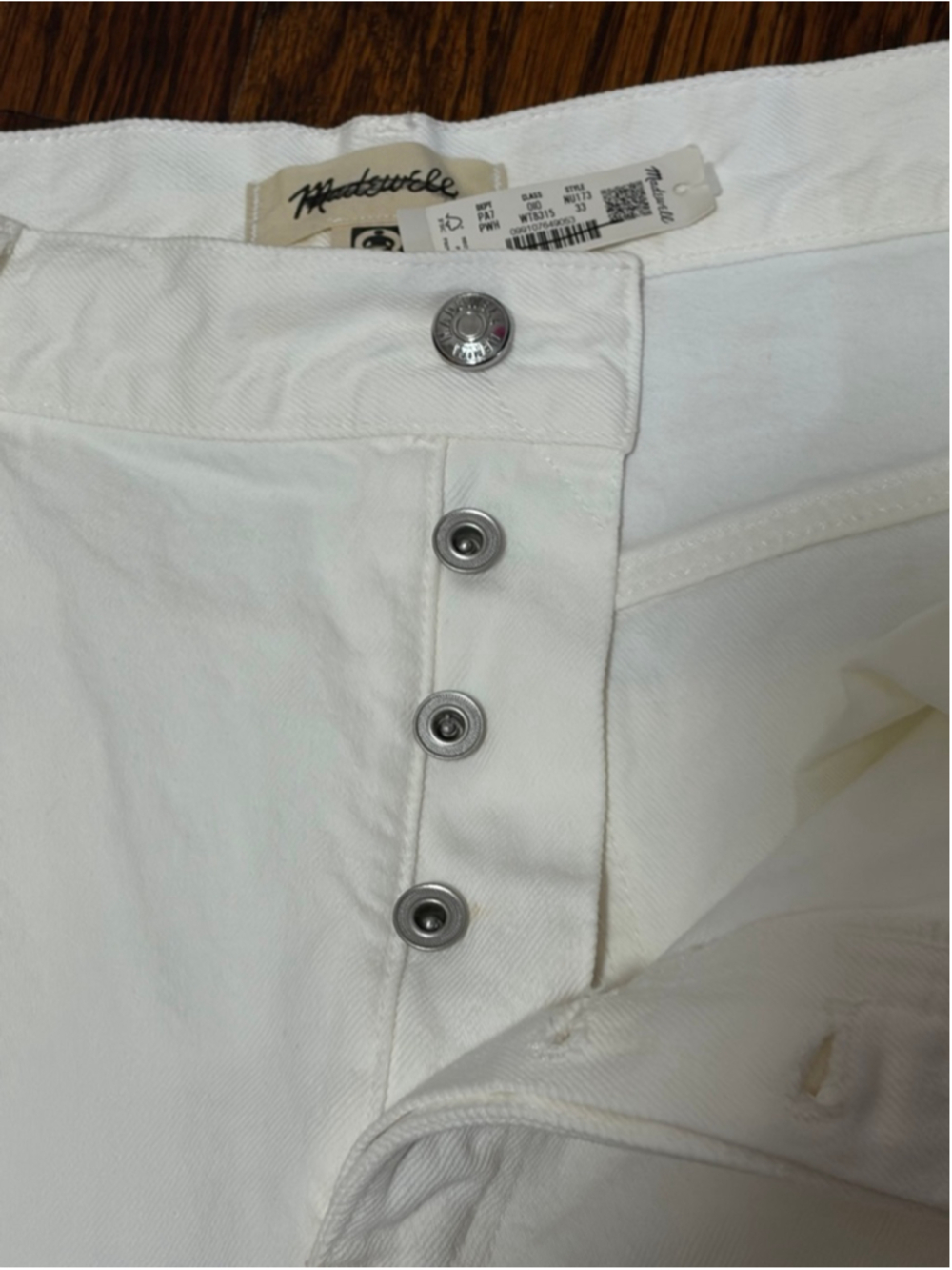 NWT Madewell Low-Slung Baggy Crop size 33 in white NU173 - Picture 7 of 9